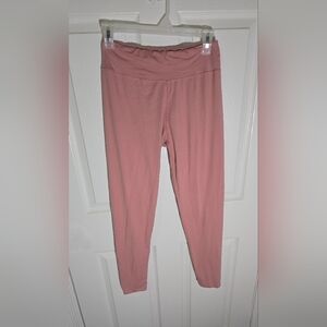 Satina High Waisted Stretchy Blush Pink Leggings Plus Size